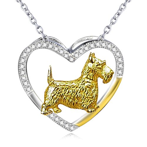 Open Heart Scottish Terrier Necklace