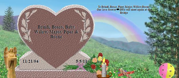Brindi, Bosco, Baby Willow, Major, Piper & Boone's Rainbow Bridge Pet Loss Memorial Residency Image