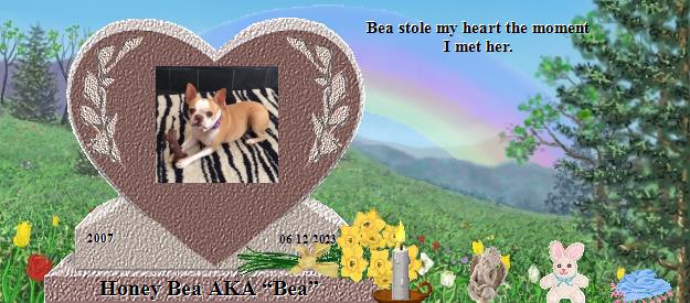 Honey Bea AKA “Bea”'s Rainbow Bridge Pet Loss Memorial Residency Image
