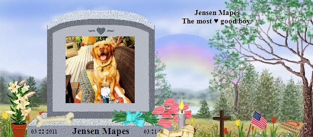 Jensen Mapes's Rainbow Bridge Pet Loss Memorial Residency Image