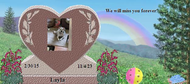 Layla's Rainbow Bridge Pet Loss Memorial Residency Image