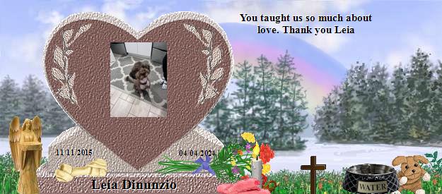 Leia Dinunzio's Rainbow Bridge Pet Loss Memorial Residency Image