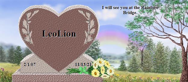 LeoLion's Rainbow Bridge Pet Loss Memorial Residency Image