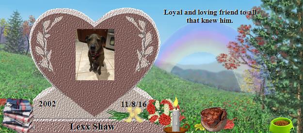 Lexx Shaw's Rainbow Bridge Pet Loss Memorial Residency Image