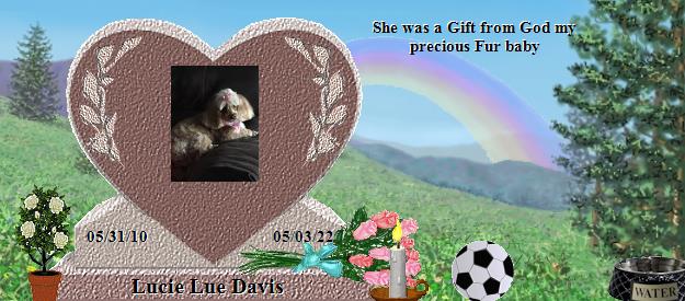 Lucie Lue Davis's Rainbow Bridge Pet Loss Memorial Residency Image